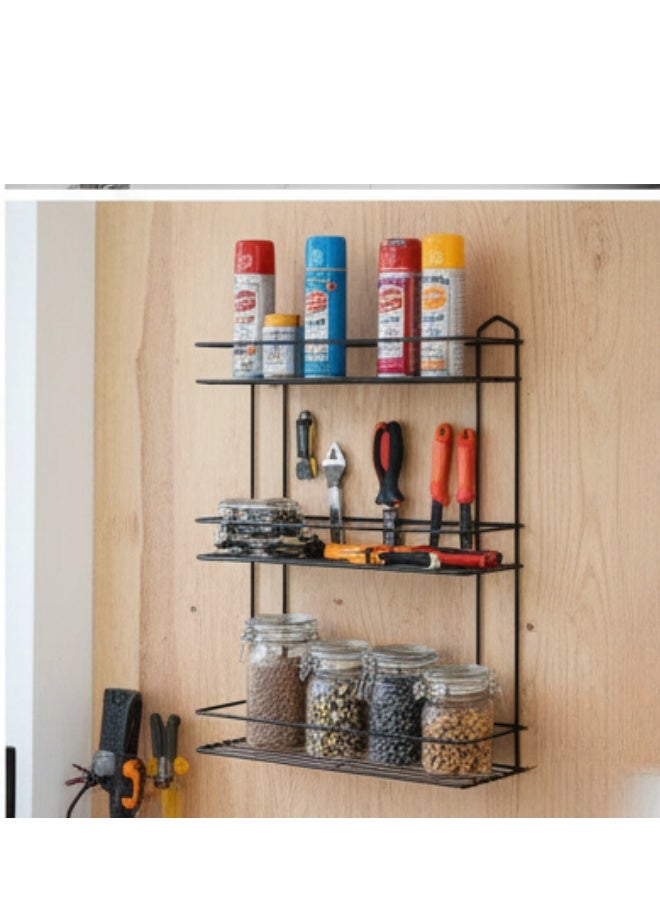 رف زاوية من الفولاذ المقاوم للصدأ للحمام والمطبخ - وحدة تخزين بثلاثة أرفف للشامبو والصابون ومستلزمات النظافة الشخصية - أسود فاخر، مقاوم للصدأ، 55 × 30 سم - Image 2